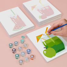 Load image into Gallery viewer, Mini Paint by numbers 6"x8" (6 pieces) - Fruity Drinks