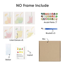Load image into Gallery viewer, Mini Paint by numbers 6"x8" (6 pieces) - Fruity Drinks