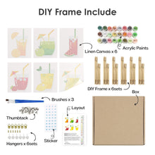 Load image into Gallery viewer, Mini Paint by numbers 6"x8" (6 pieces) - Fruity Drinks