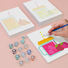 Load image into Gallery viewer, Mini Paint by numbers 6"x8" (6 pieces) - Fruit Mason Jar Juices