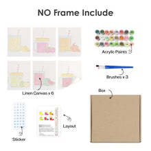 Load image into Gallery viewer, Mini Paint by numbers 6"x8" (6 pieces) - Fruit Mason Jar Juices