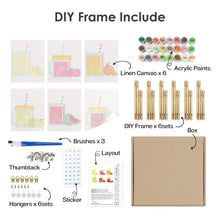 Load image into Gallery viewer, Mini Paint by numbers 6"x8" (6 pieces) - Fruit Mason Jar Juices