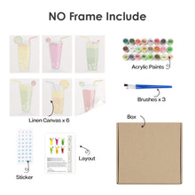 Load image into Gallery viewer, Mini Paint by numbers 6"x8" (6 pieces) - Sparkling Fruit Drinks