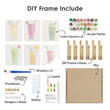 Load image into Gallery viewer, Mini Paint by numbers 6"x8" (6 pieces) - Sparkling Fruit Drinks