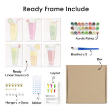 Load image into Gallery viewer, Mini Paint by numbers 6"x8" (6 pieces) - Sparkling Fruit Drinks