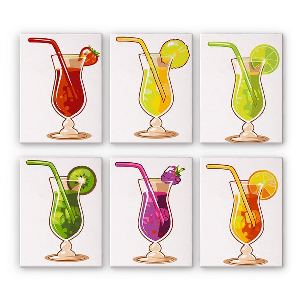 Paint by Numbers – 6 Canvas Set | Fruity Cocktails Figured'Art