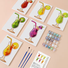 Load image into Gallery viewer, Mini Paint by numbers 6"x8" (6 pieces) - Fruity Cocktails