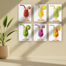 Load image into Gallery viewer, Mini Paint by numbers 6"x8" (6 pieces) - Fruity Cocktails