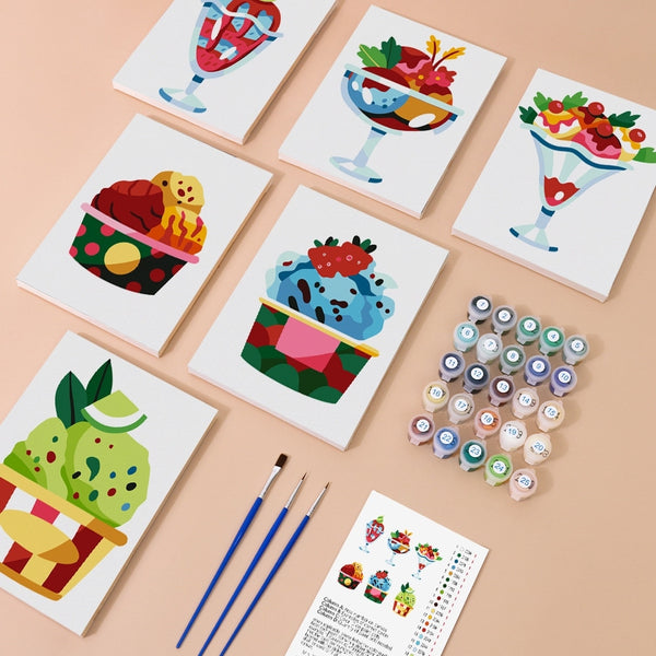 Paint by Numbers – 6 Canvas Set | Ice Cream Sundaes