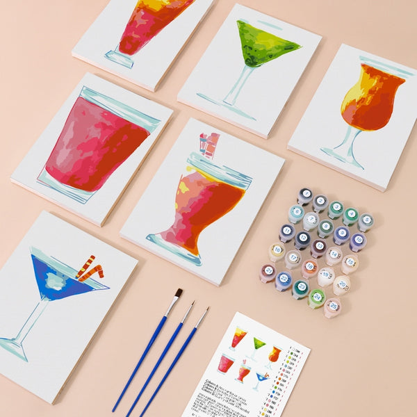 Paint by Numbers – 6 Canvas Set | Colorful Cocktails