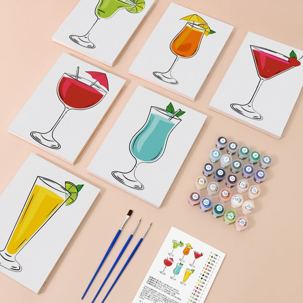 Paint by Numbers – 6 Canvas Set | Classic Cocktails