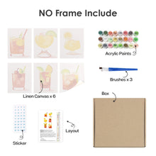 Load image into Gallery viewer, Mini Paint by numbers 6"x8" (6 pieces) - Tropical Cocktails