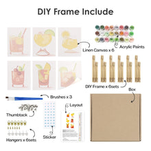 Load image into Gallery viewer, Mini Paint by numbers 6"x8" (6 pieces) - Tropical Cocktails