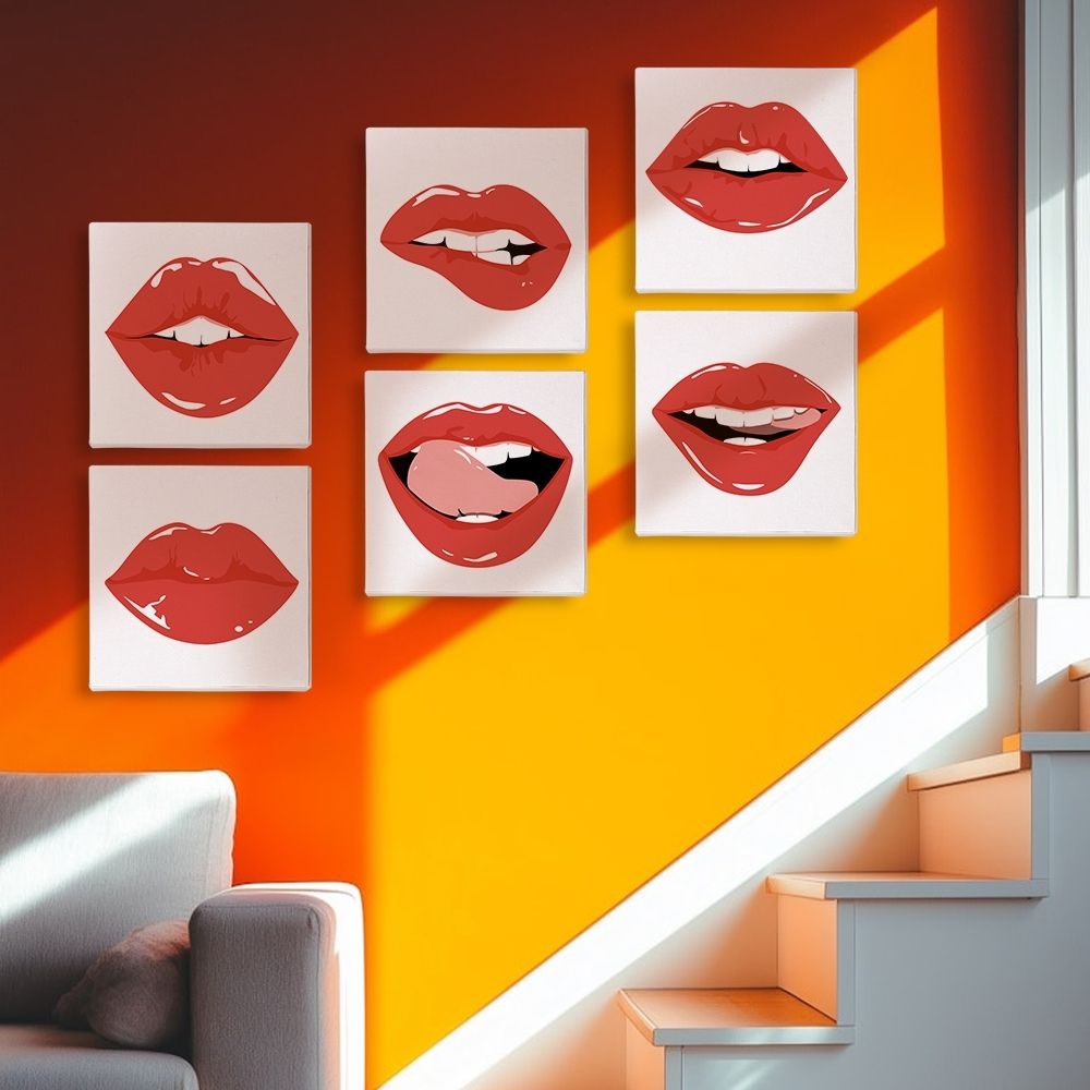 Paint by Numbers – 6 Canvas Set | Red Lips