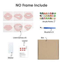 Load image into Gallery viewer, Mini Paint by numbers 6"x6" (6 pieces) - Red Lips