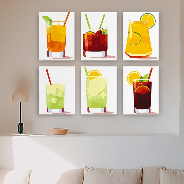 Paint by Numbers – 6 Canvas Set | Vibrant Summer Cocktails