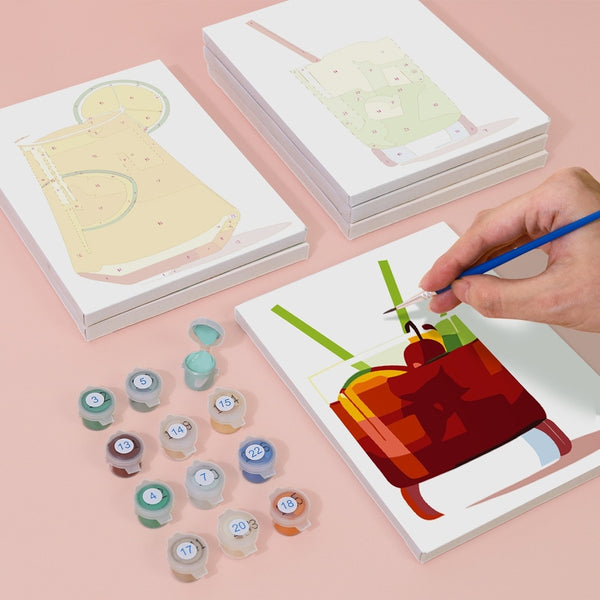 Paint by Numbers – 6 Canvas Set | Vibrant Summer Cocktails