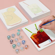 Load image into Gallery viewer, Mini Paint by numbers 6"x8" (6 pieces) - Vibrant Summer Cocktails