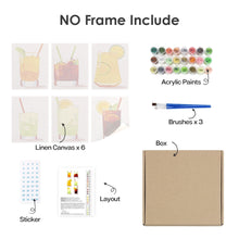 Load image into Gallery viewer, Mini Paint by numbers 6"x8" (6 pieces) - Vibrant Summer Cocktails
