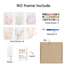 Load image into Gallery viewer, Mini Paint by numbers 6"x8" (6 pieces) - Tropical Pop Drinks