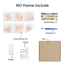 Load image into Gallery viewer, Mini Paint by numbers 6"x6" (6 pieces) - Healthy Juices