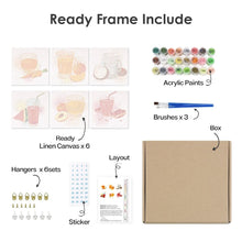 Load image into Gallery viewer, Mini Paint by numbers 6"x6" (6 pieces) - Healthy Juices