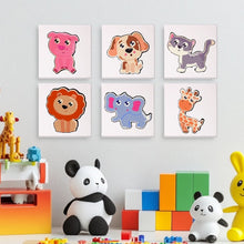 Load image into Gallery viewer, Mini Paint by numbers 6"x6" (6 pieces) - Cute Animals
