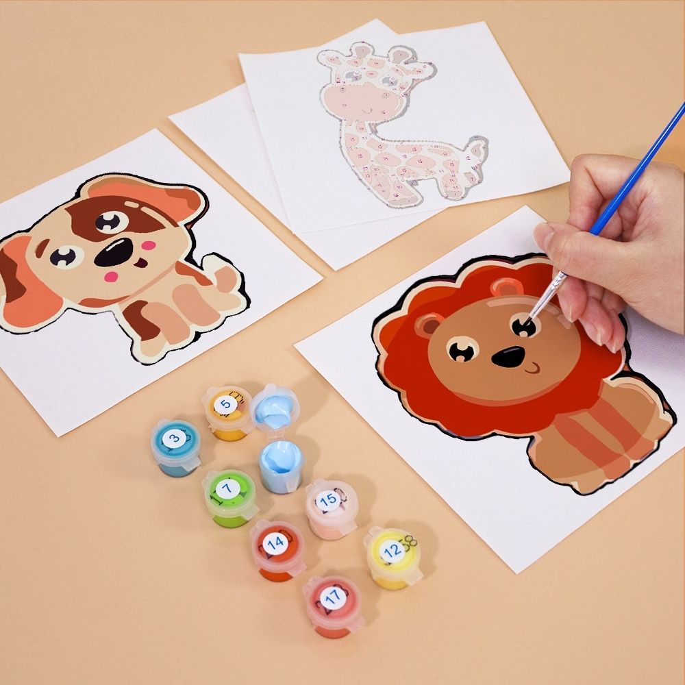 Paint by Numbers – 6 Canvas Set | Cute Animals