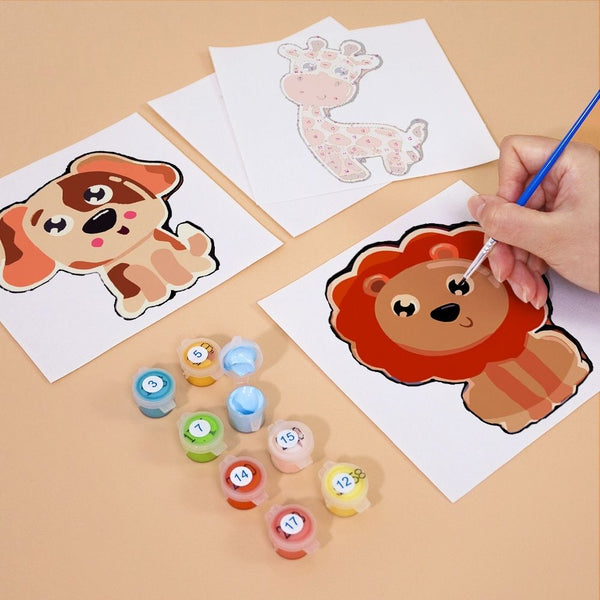 Paint by Numbers – 6 Canvas Set | Cute Animals