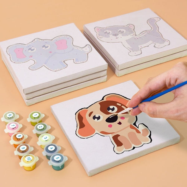 Paint by Numbers – 6 Canvas Set | Cute Animals