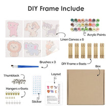 Load image into Gallery viewer, Mini Paint by numbers 6"x6" (6 pieces) - Cute Animals
