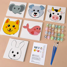 Load image into Gallery viewer, Mini Paint by numbers 6"x6" (6 pieces) - Cute Animal Faces