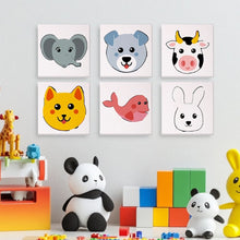 Load image into Gallery viewer, Mini Paint by numbers 6"x6" (6 pieces) - Cute Animal Faces