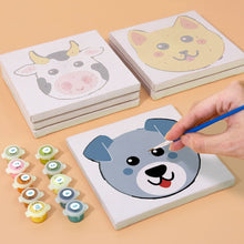 Load image into Gallery viewer, Mini Paint by numbers 6"x6" (6 pieces) - Cute Animal Faces