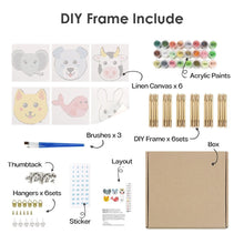 Load image into Gallery viewer, Mini Paint by numbers 6"x6" (6 pieces) - Cute Animal Faces