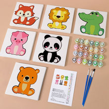 Load image into Gallery viewer, Mini Paint by numbers 6"x6" (6 pieces) - Cute Animal Characters