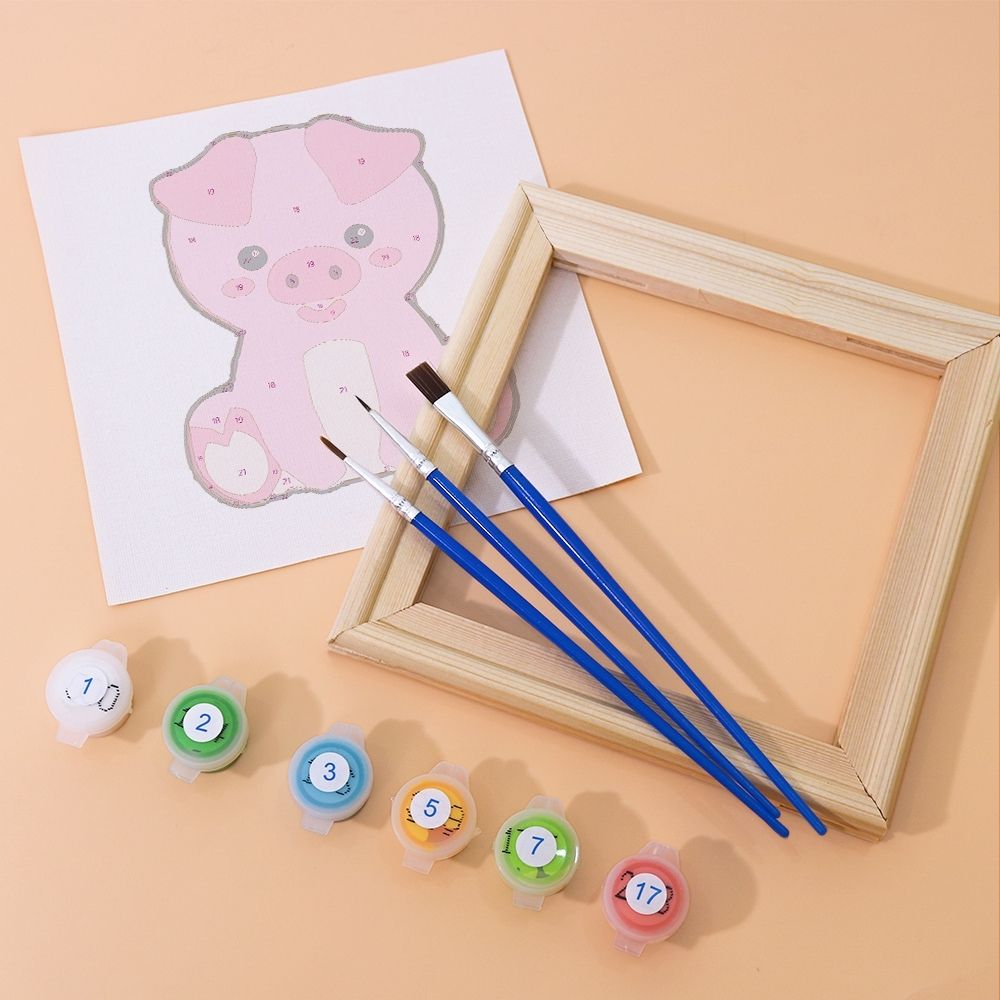 Paint by Numbers – 6 Canvas Set | Cute Animal Characters