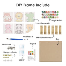 Load image into Gallery viewer, Mini Paint by numbers 6"x6" (6 pieces) - Cute Animal Characters