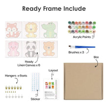Load image into Gallery viewer, Mini Paint by numbers 6"x6" (6 pieces) - Cute Animal Characters