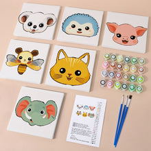 Load image into Gallery viewer, Mini Paint by numbers 6"x6" (6 pieces) - Cute Animal Faces 2