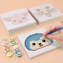 Load image into Gallery viewer, Mini Paint by numbers 6"x6" (6 pieces) - Cute Animal Faces 2