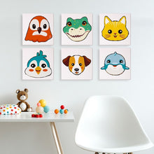 Load image into Gallery viewer, Mini Paint by numbers 6"x6" (6 pieces) - Cute Animal Faces 3