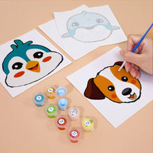 Load image into Gallery viewer, Mini Paint by numbers 6"x6" (6 pieces) - Cute Animal Faces 3
