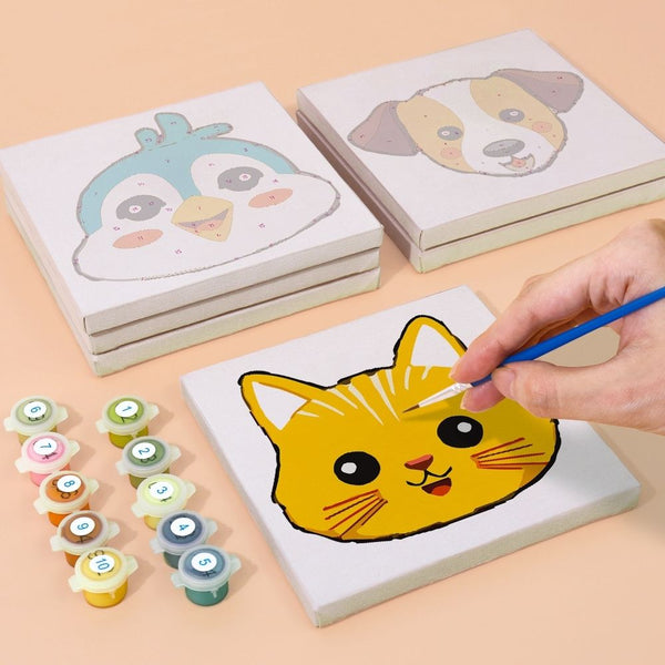 Paint by Numbers – 6 Canvas Set | Cute Animal Faces 3