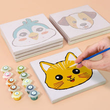 Load image into Gallery viewer, Mini Paint by numbers 6"x6" (6 pieces) - Cute Animal Faces 3