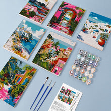 Load image into Gallery viewer, Mini Paint by numbers 6"x8" (6 pieces) - Mediterranean Scenes