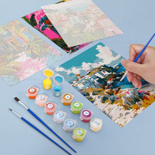 Load image into Gallery viewer, Mini Paint by numbers 6"x8" (6 pieces) - Mediterranean Scenes