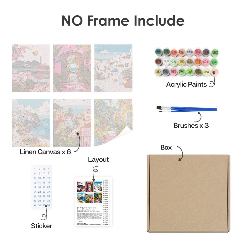 Paint by Numbers – 6 Canvas Set | Mediterranean Scenes