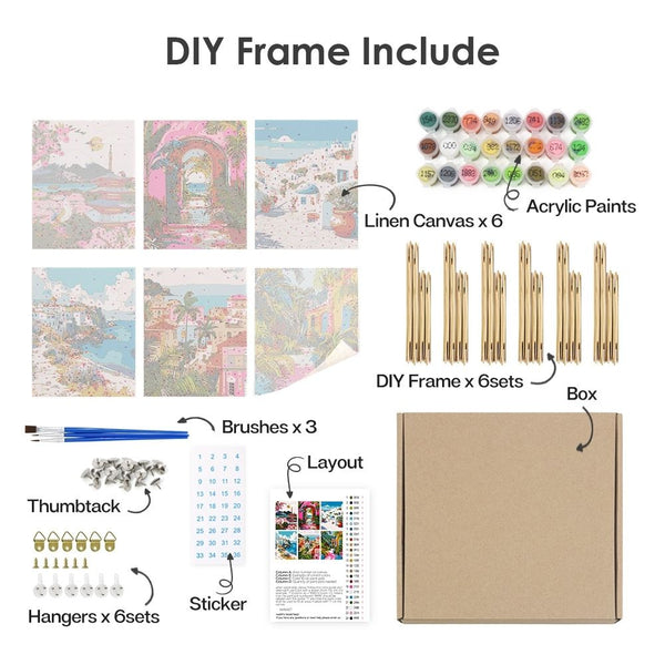 Paint by Numbers – 6 Canvas Set | Mediterranean Scenes