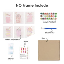 Load image into Gallery viewer, Mini Paint by numbers 6"x8" (6 pieces) - Colorful Milkshakes